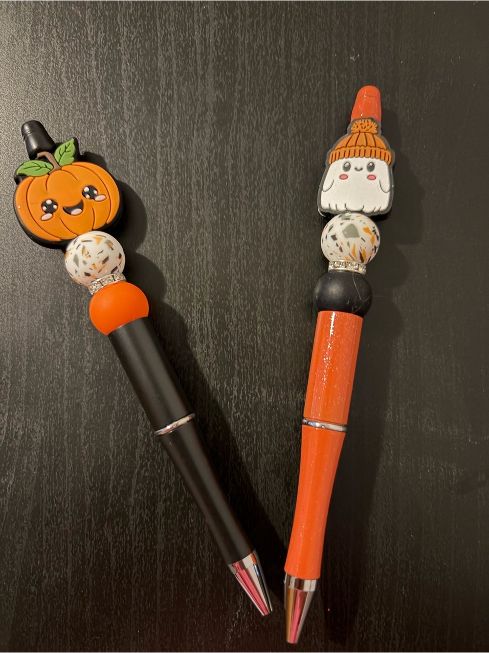 Halloween Pumpkin and Ghost Decorative Pen Set - Orange & Black